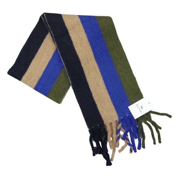 Paul Smith Italian Wool Blend Striped Knit Men's Fringe Scarf NWT Multicolor - Picture 1 of 2